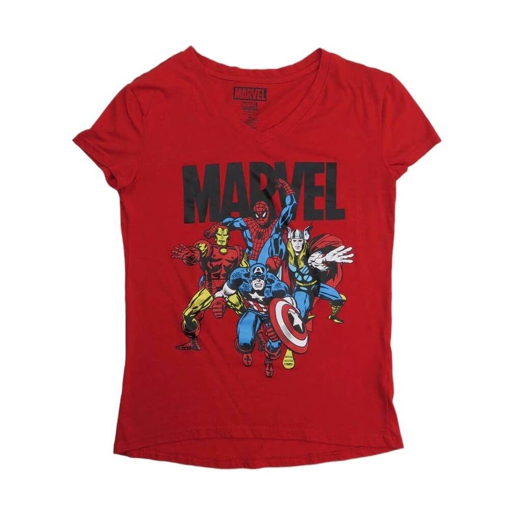 Marvel Comics Red Super Hero Graphic T-Shirt Thore Captiain America Spider Man